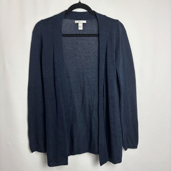 Mng Suit Sweaters - MNG Mango Suit XS Blue Knit Cotton Long Sleeve Open Front Belt Loop Cardigan EUC